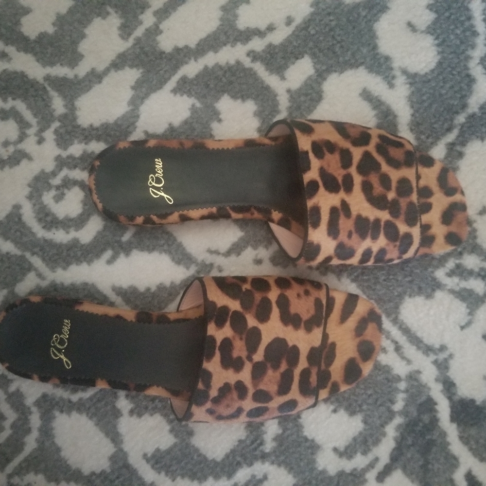 J Crew Abbey Calf hair slides